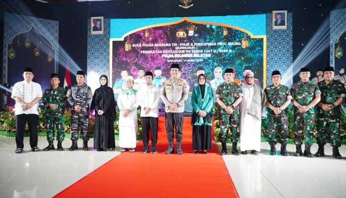 Perkokoh Persatuan di Bulan Suci, Kasdam XIV/Hsn Hadiri Buka Puasa Bersama TNI–Polri dan Forkopimda di Polda Sulsel