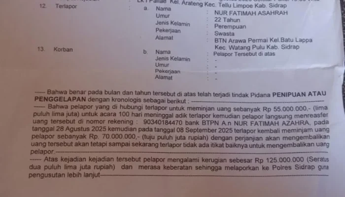 Dugaan Skandal Penyidikan di Polres Sidrap: Tanpa SP2HP, Disertai Permintaan Uang ke Pelapor